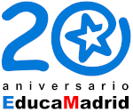 Logo del 20 aniversario de EducaMadrid